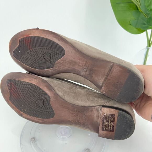 AGL Italy Women's Ballet Flats Size 36.5 Cap Toe Soft Brown Leather Slip On Shoe - Picture 10 of 15